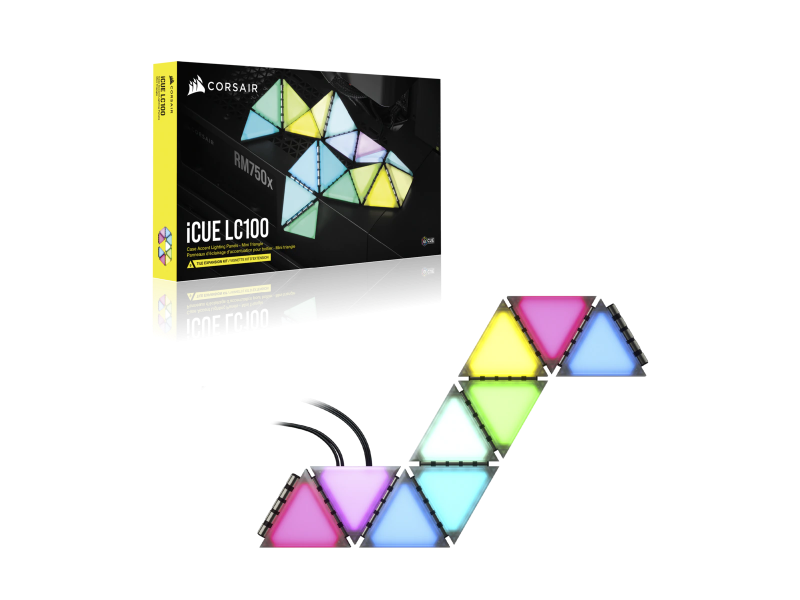 Corsair iCUE LC100 Case Accent Lighting Panels — Mini Triangle — 9x Tile Expansion Kit