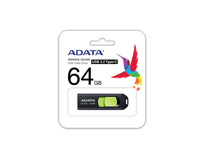 Adata UC300 Back & Green USB 3.2 Type-C 64GB Flash Drive