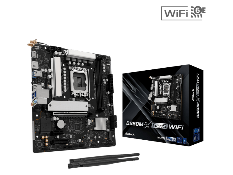 Asrock B860M-X Wi-Fi DDR5 Intel LGA1851 Socket Micro-ATX Desktop Motherboard