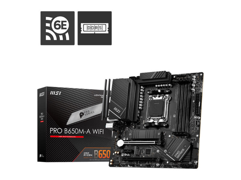 MSI Pro B650M-A Wi-Fi AMD AM5 Socket Micro-ATX Desktop Motherboard