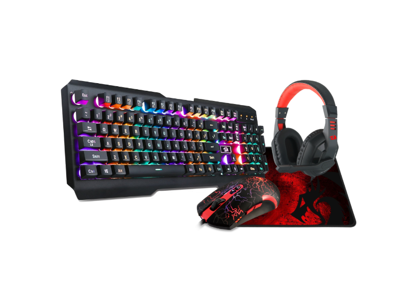 Redragon 4-in-1 RGB Gaming Bundle (Includes Centaur Keyboard, Lavawolf Mouse, Ares Headset & Pisces Mousepad)