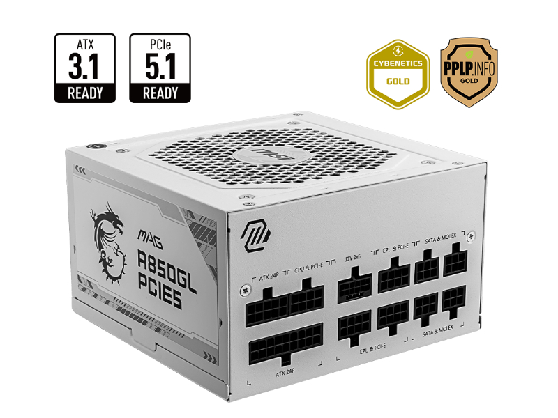 MSI MAG A580GL PCIE5 80 Plus Gold White Fully Modular Power Supply