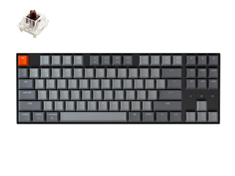 KeyChron K8 87 Key TKL Hot-Swappable Gateron Brown Switch White LED ...
