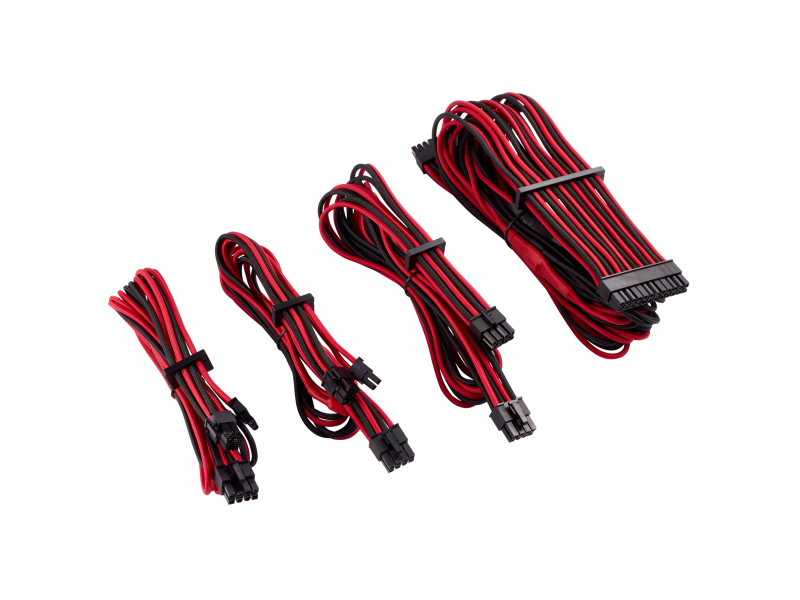 Corsair Premium Individually Sleeved PSU Cables Starter Kit Type 4 Gen 4 – Red/Black
