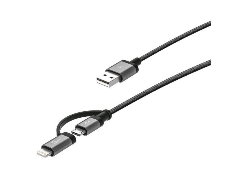 J5create JML11 2-in-1 Charging Sync Cable Black