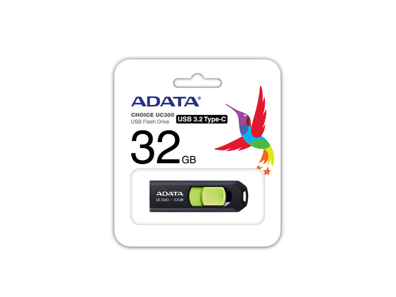 Adata UC300 Back & Green USB 3.2 Type-C 32GB Flash Drive