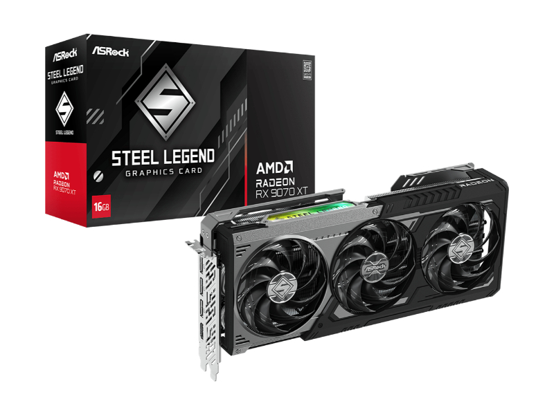 ASRock Radeon RX 9070 XT Steel Legend Dark 16GB GDDR6 AMD Graphics Card