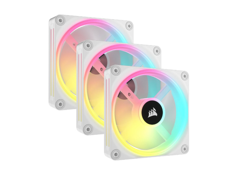 Corsair iCUE LINK QX120 RGB 120mm PWM White PC Fans Triple Pack Starter Kit with iCUE LINK System Hub