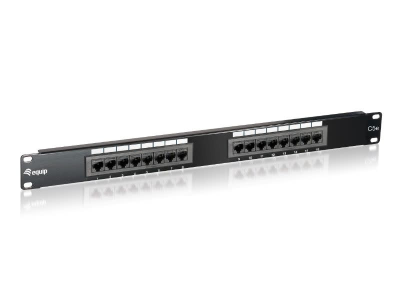 EQUIP Premium 16-Port CAT.5E Unshielded Patch Panel Black