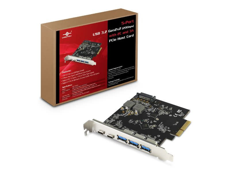 Vantec 5 Port USB 3.2 Gen2x2 20Gbps With 2C And 3A PCIe Host Card