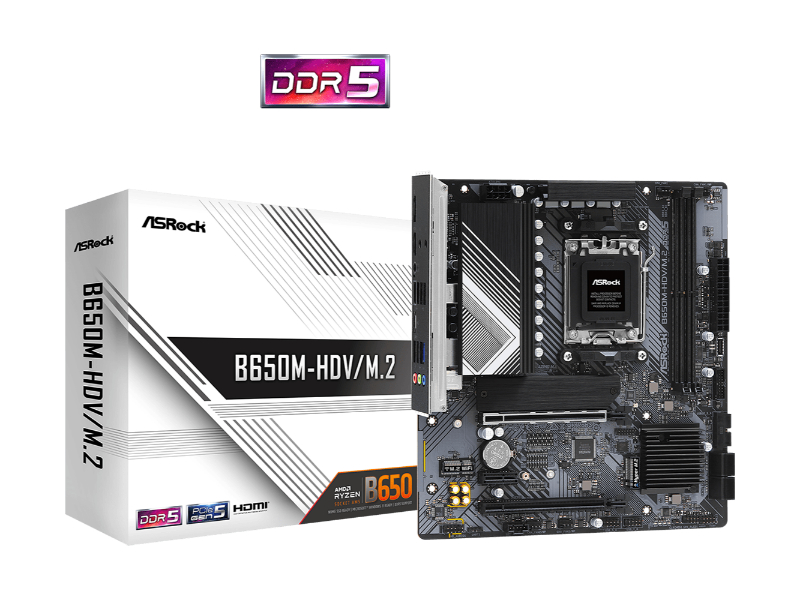 Asrock B650M-HDV/M.2 AMD AM5 Socket Micro-ATX Desktop Motherboard