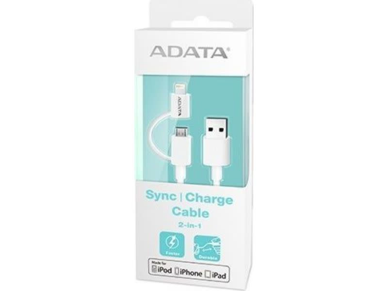 Adata Universal Lightning and Micro USB Cable White 1m