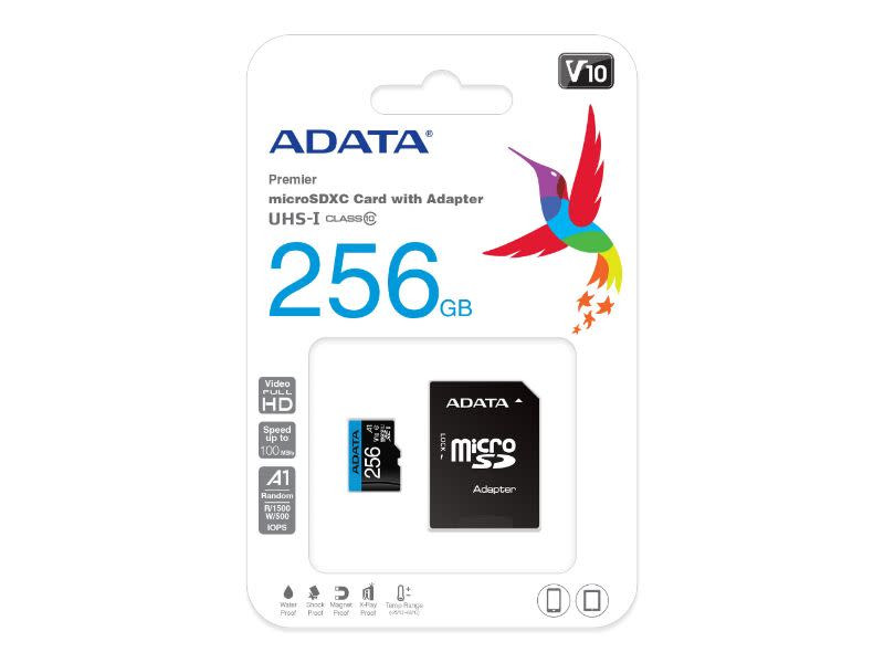 ADATA Premier 256GB MicroSDHC/SDXC UHS-I Class 10 Memory Card with Adapter
