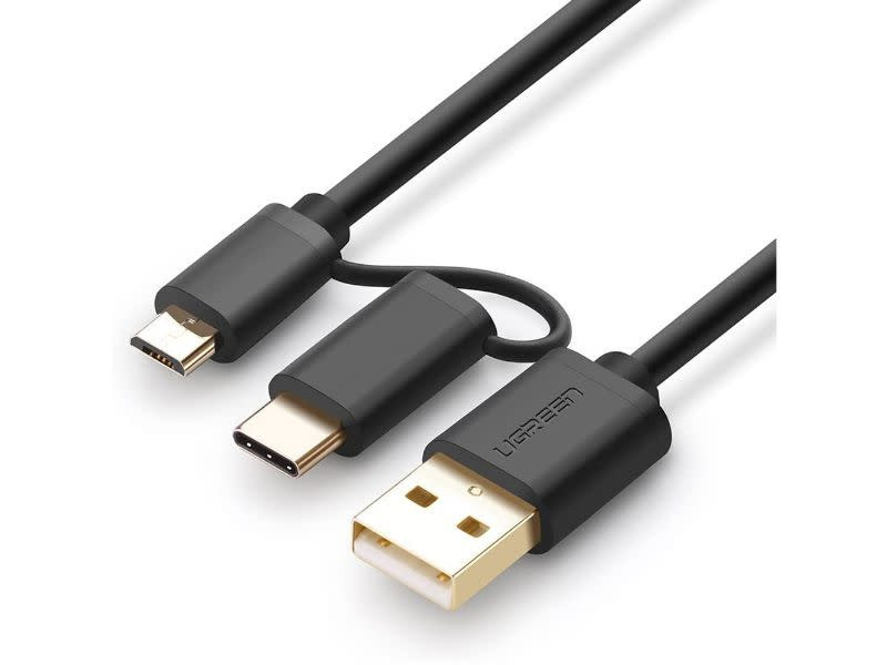Ugreen 2in1 Micro USB With USB C Male To USB 2.0 Male Cable