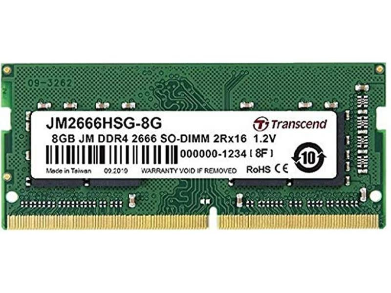 Transcend JET 8GB DDR4-2666MHz CL19 1.2V SO-DIMM Notebook Memory Module