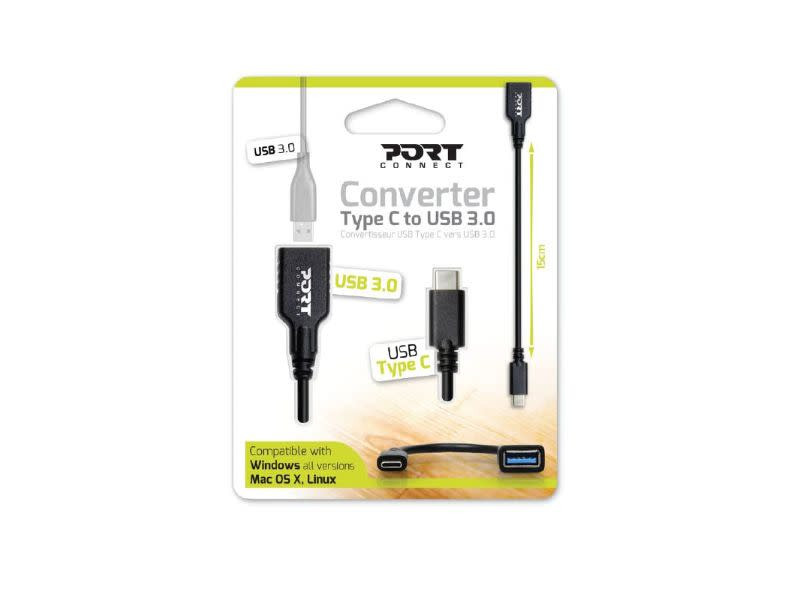 Port USB Type-C to USB3.0 5Gbps 15cm Adapter - Black