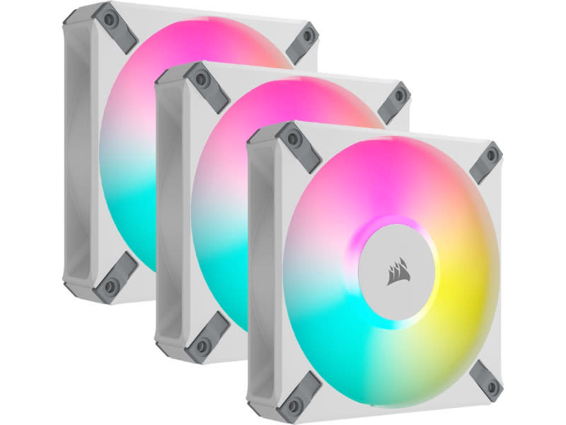 Corsair iCue AF120 RGB Elite PWM White Case Fans Triple Pack with Lighting Node Core