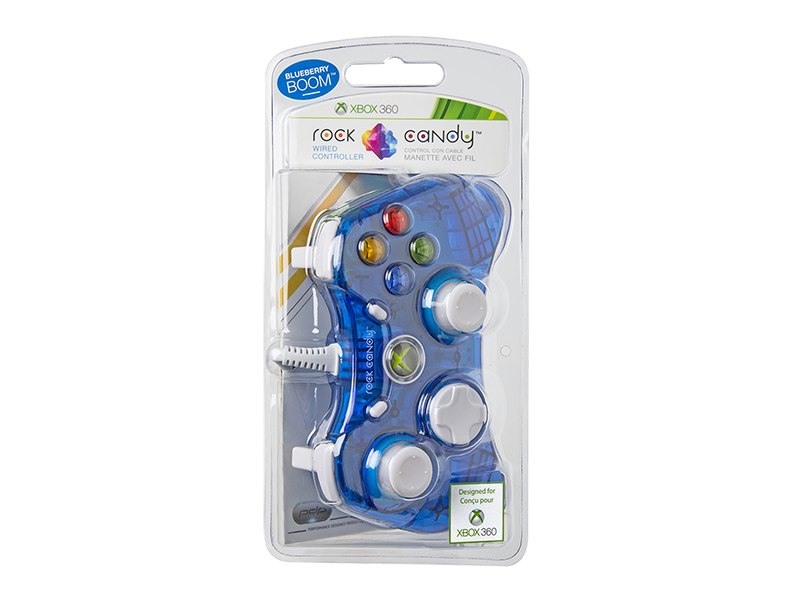 PDP Rock Candy Wired Controller for Xbox 360, Blueberry Boom