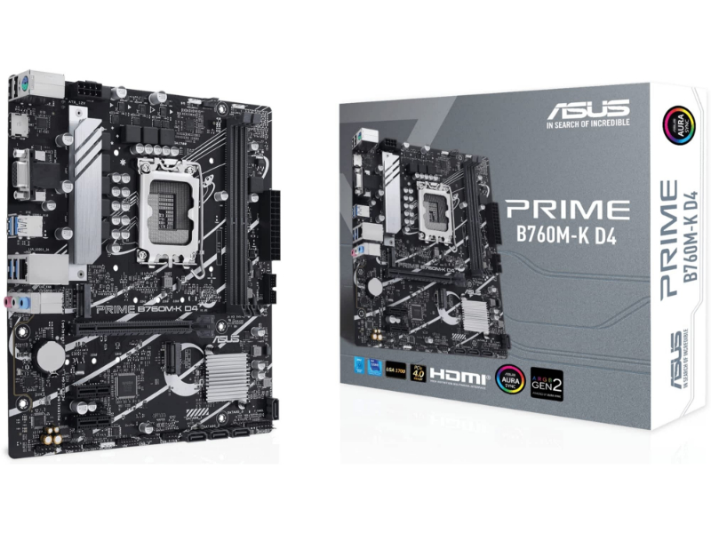 Asus Prime B760M-K D4 Intel LGA 1700 Socket Micro-ATX Desktop Motherboard