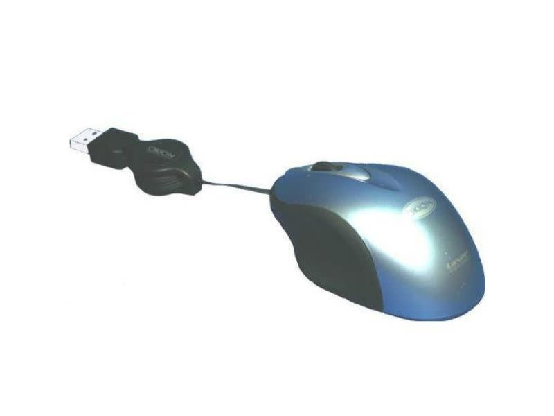 OKION Delimer Pocket Laser Mouse with Retractable Cable Blue