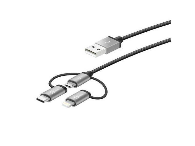 J5create JMLC10 blacK 3-in-1 universable sync + charge cable