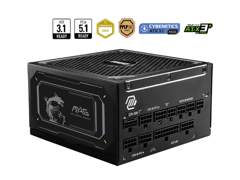 MSI MAG A1000GL PCIE5 80 Plus Gold Fully Modular Power Supply
