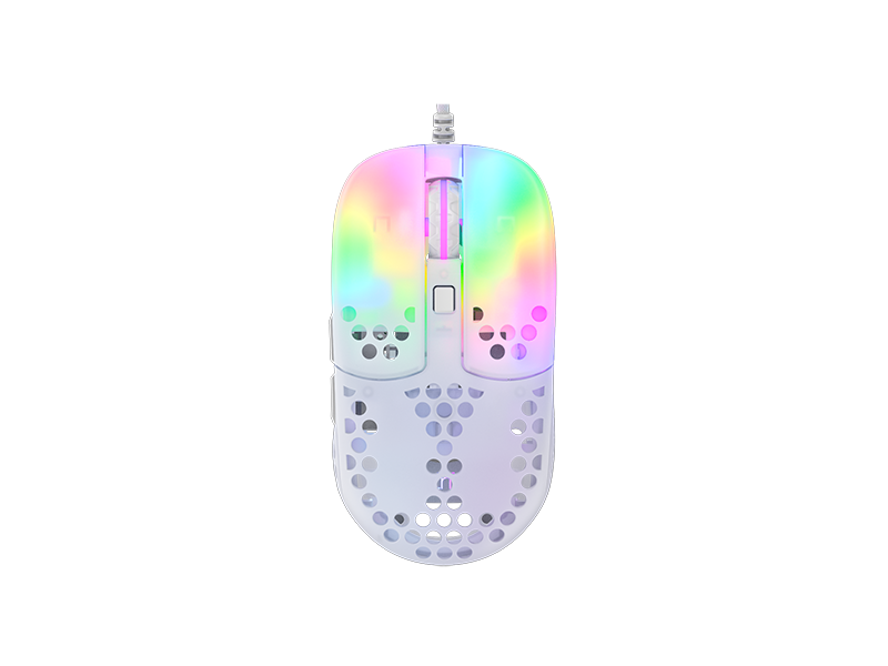 XTRFY MZ1 White Rail Ultralight 56g Ergonomic RGB White Wired Gaming Mouse