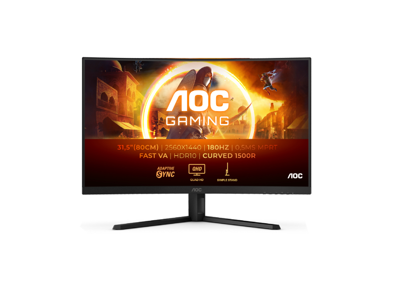 AOC CQ32G4VE 32'' QHD (2560 x 1440) 180Hz 0.5ms HDR Adaptive Sync Fast VA PC Monitor