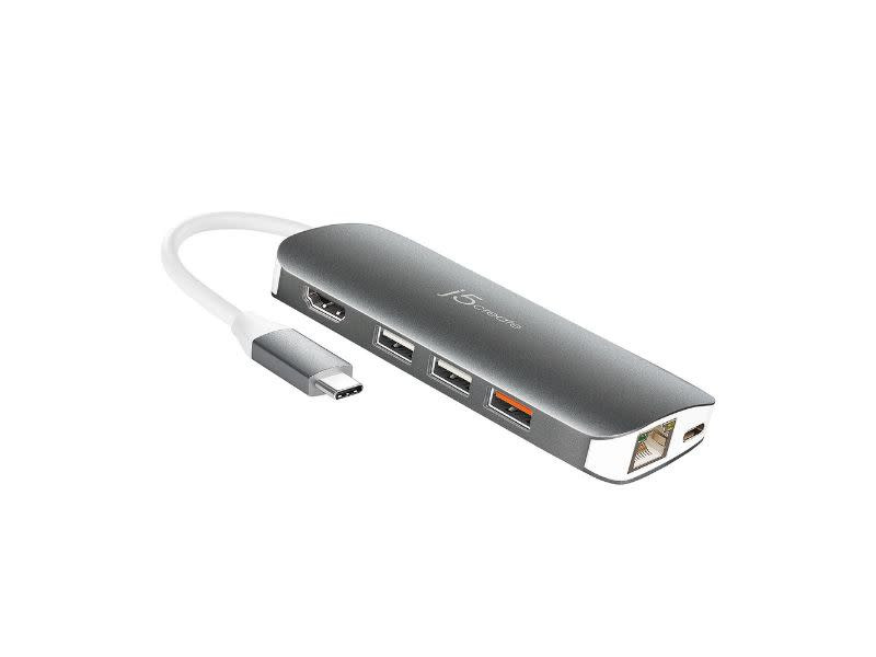 j5create JCD384 USB-C Multi Adapter HDMI / VGA/ Ethernet / USB 3.1 / PD 3.0 / Memory Card Reader / Writer