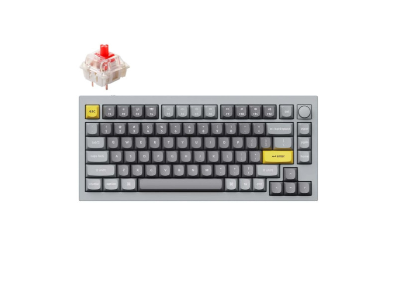 Keychron Q1 75% Gateron G Pro Red Switch RGB Grey Wired Keyboard With Knob