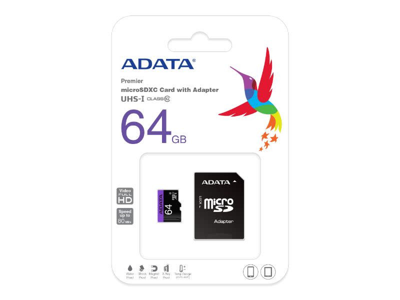 Adata 64GB MicroSDXC Card and Adapter