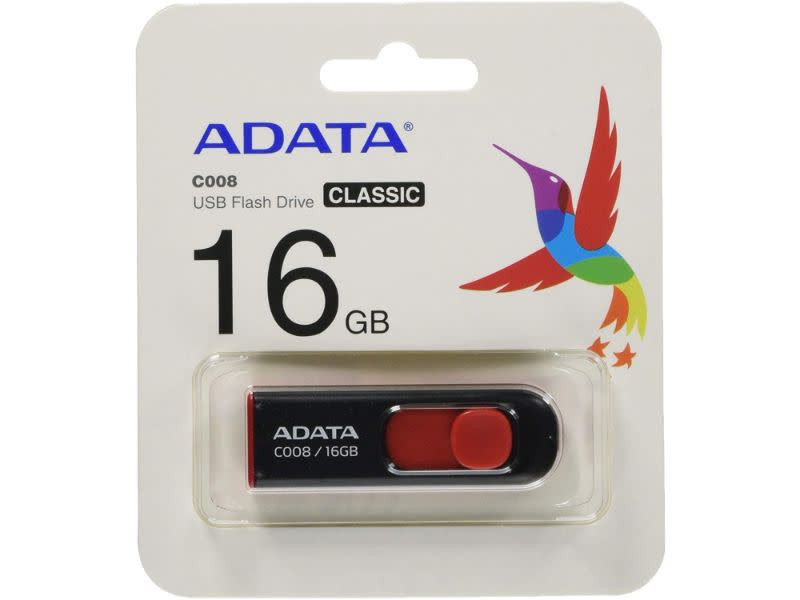 ADATA C008 16GB USB 2.0 Type-A Black and Red USB Flash Drive