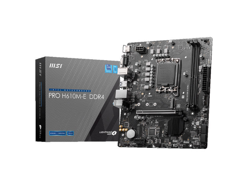 MSI Pro H610M-E DDR4 Intel LGA1700 Socket Micro-ATX Desktop Motherboard