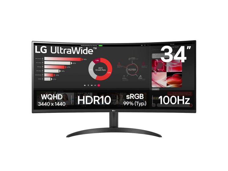 LG 34WR50QK-B 34'' UWQHD (3440 x 1440) 100Hz 5ms VA Curved Monitor