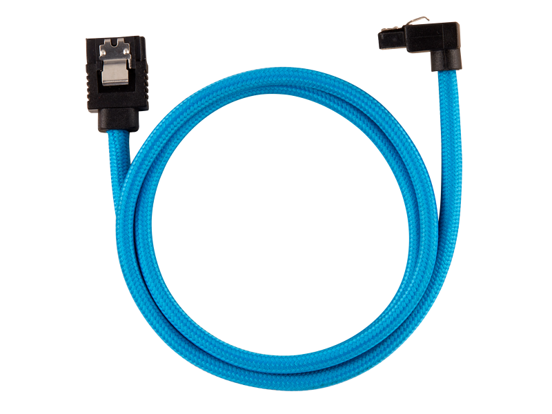 Corsair Premium Sleeved SATA 6Gbps 60cm 90° Connector Cable — Blue