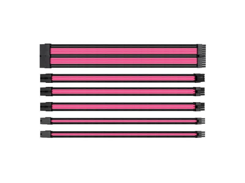 Thermaltake TtMod  Pink and Black Sleeve Extension kit PSU Cable