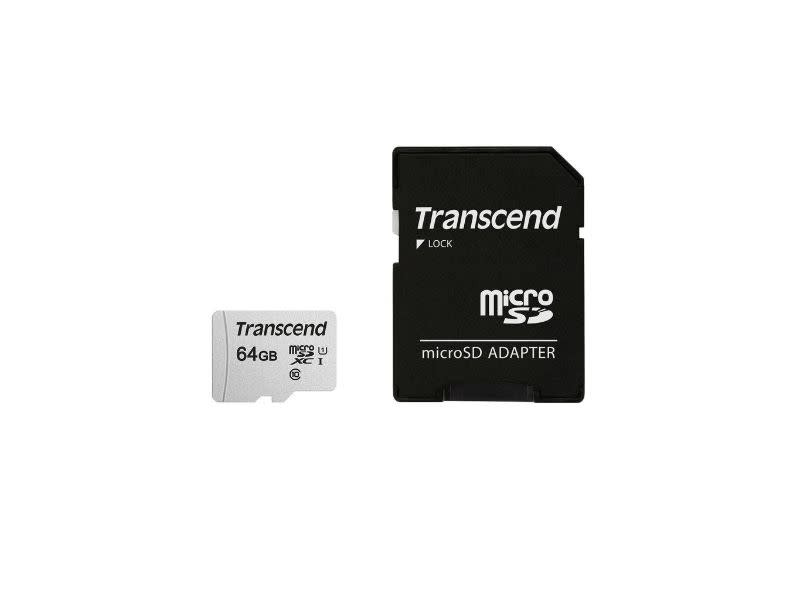 Transcend 64GB MicroSDXC Class 10 U1 Memory Card with SD Adapter