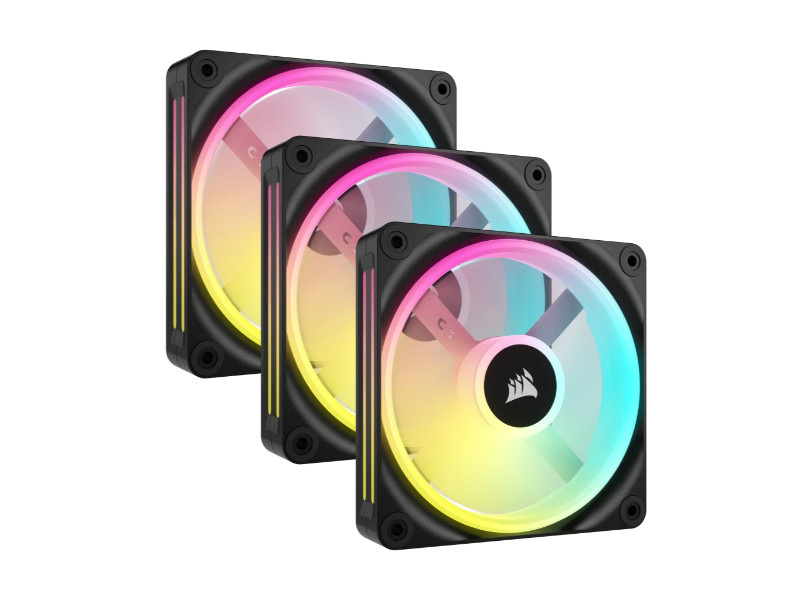 Corsair iCUE LINK QX120 RGB 120mm PWM Black PC Fans Triple Pack Starter Kit with iCUE LINK System Hub