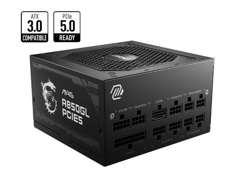 MSI MAG A850GL PCIe 5.0 Fully Modular 80 Plus Gold Fully Modular Power Supply Unit