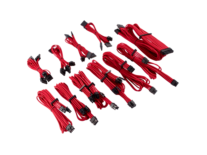 Corsair Premium Individually Sleeved PSU Red Cables Pro Kit Type 4 Gen 4 Custom Modular PSU Cables