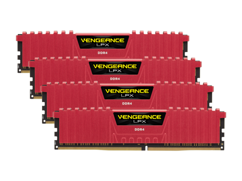 Corsair Vengeance LPX 16GB (4 x 4GB) DDR4-2400MHz CL14 Red Desktop Gaming Memory