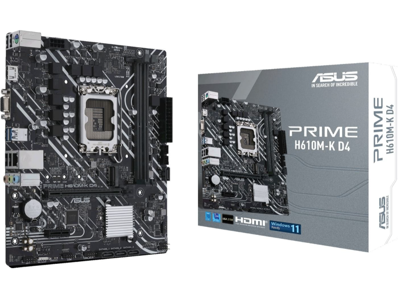 Asus Prime H610M-K D4 Intel 1700 Socket DDR4 Micro-ATX Desktop Motherboard
