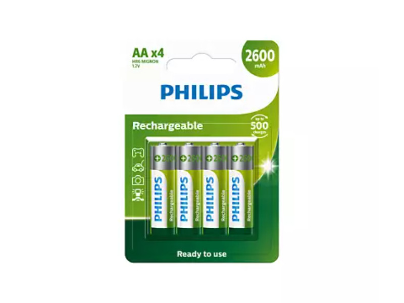 Philips Rechargeable AA Battery 4Pk 2600mAh