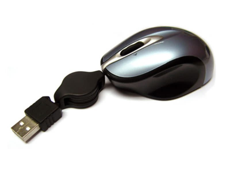 OKION Delimer Pocket Laser Mouse with Retractable Cable Silver