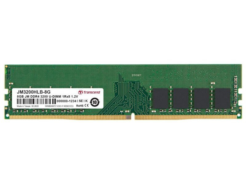 Transcend JetRam 8GB (1x8GB) DDR4-3200MHz CL22 1.2V U-DIMM Desktop Memory