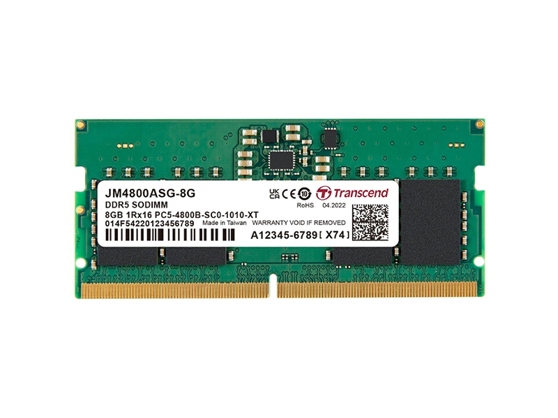 Transcend JetRam 8GB (1 x 8GB) DDR5-4800MHz CL40 SO-DIMM Notebook Memory