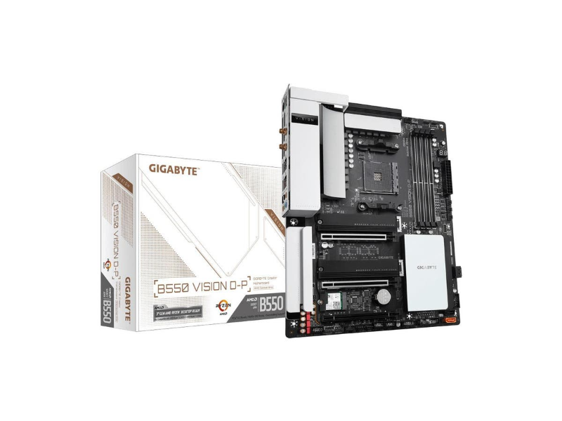 Gigabyte B550 Vision D-P WiFi AMD AM4 Socket ATX PCIe Gen 4.0 Desktop Motherboard