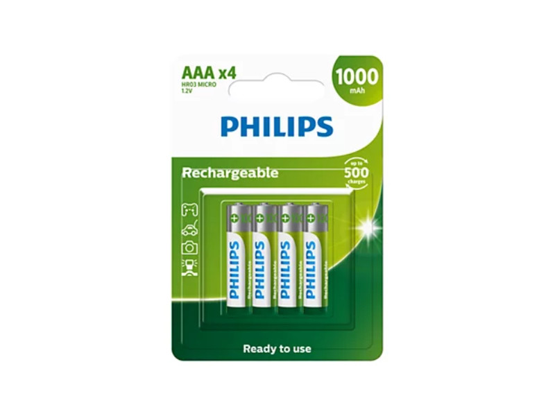 Philips Rechargeable AAA Battery 4Pk 1000mAh