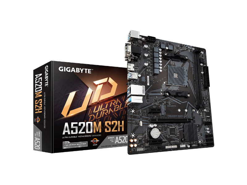 Gigabyte A520M S2H AMD AM4 Socket Micro-ATX Desktop Motherboard