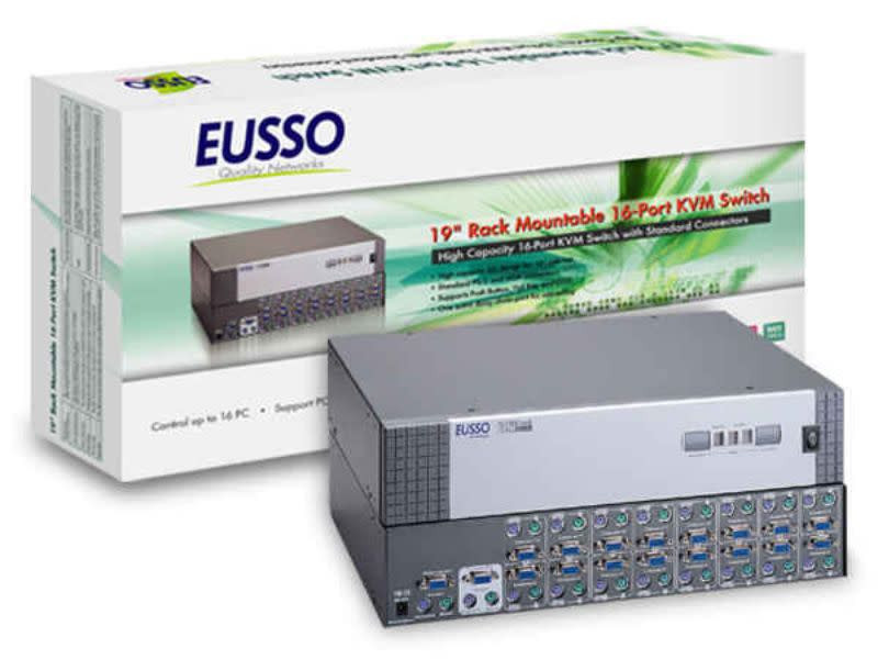 Eusso 16-Port PS/2 KVM Switch Rack Mount